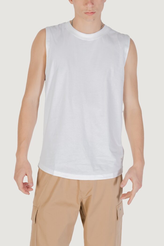 Canotta Calvin Klein Jeans woven label tank Bianco