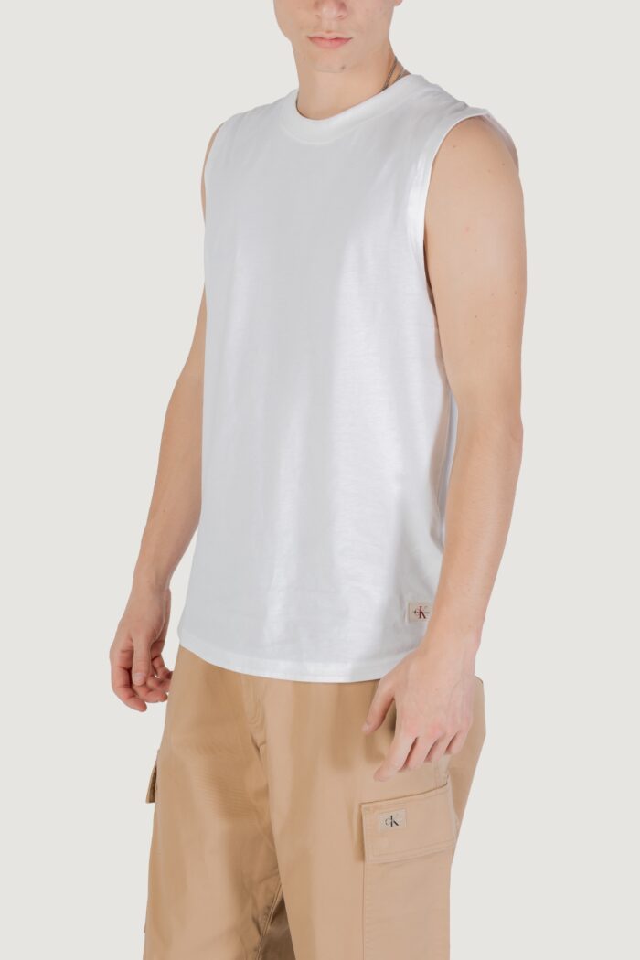 Canotta Calvin Klein Jeans woven label tank Bianco
