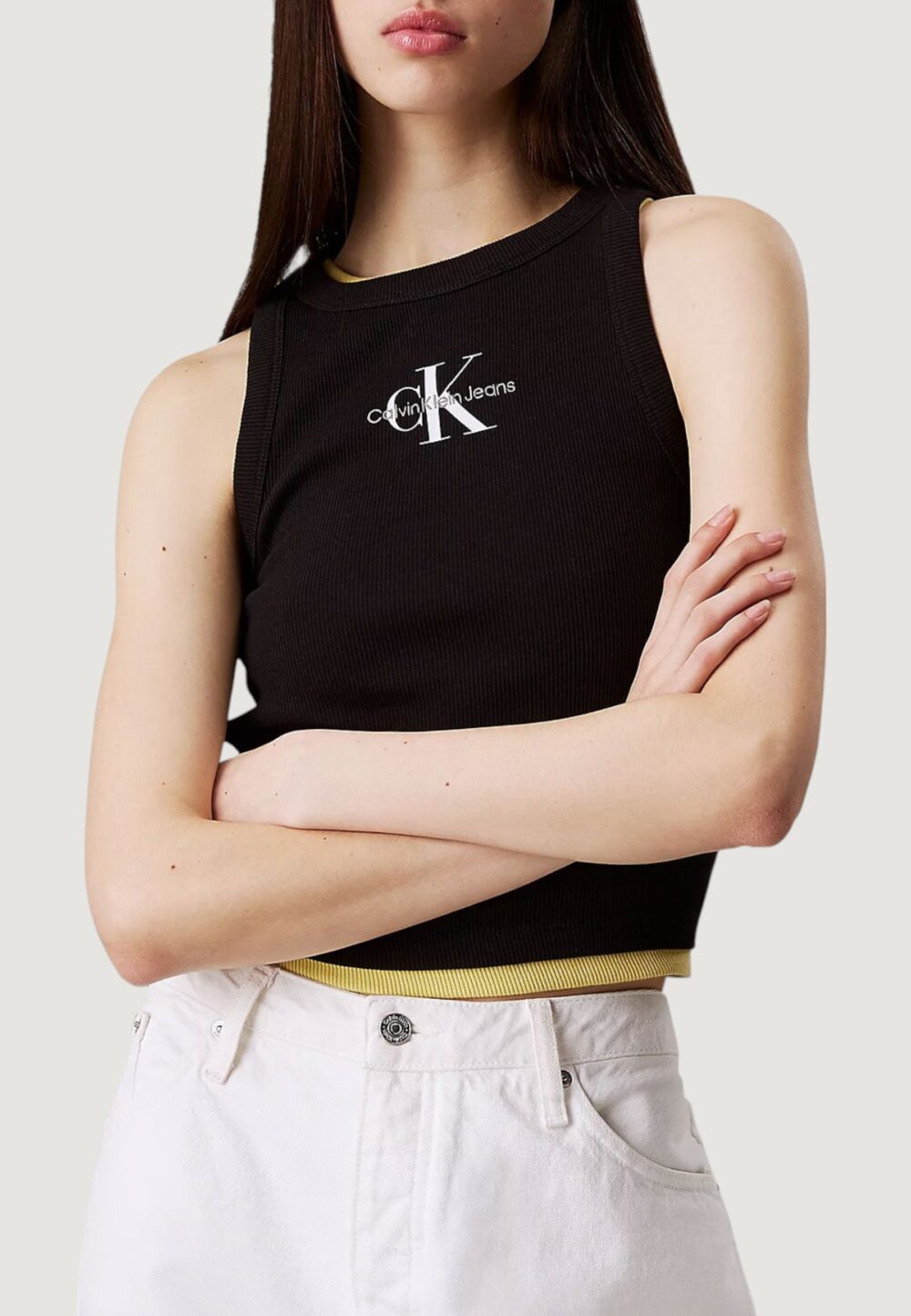 Canotta Calvin Klein Jeans monologo rib tank Nero - Foto 1