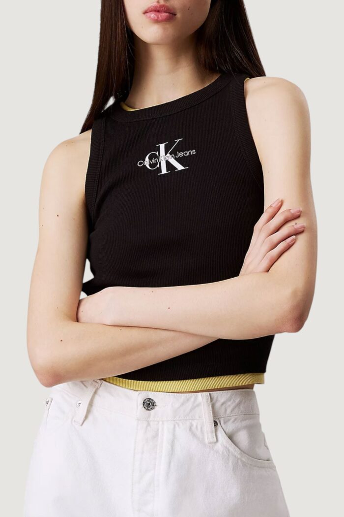 Canotta Calvin Klein Jeans monologo rib tank Nero