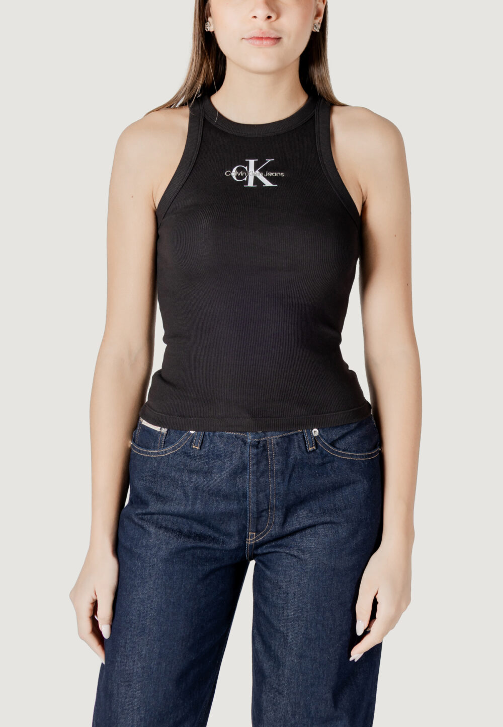 Canotta Calvin Klein Jeans monologo rib tank Nero - Foto 5