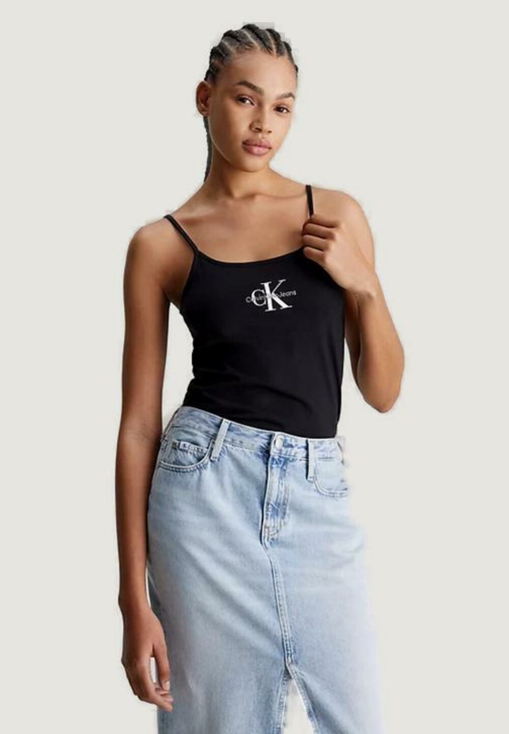 Canotta Calvin Klein Jeans monologo strappy tan Nero - Foto 1