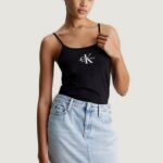 Canotta Calvin Klein Jeans monologo strappy tan Nero - Foto 1