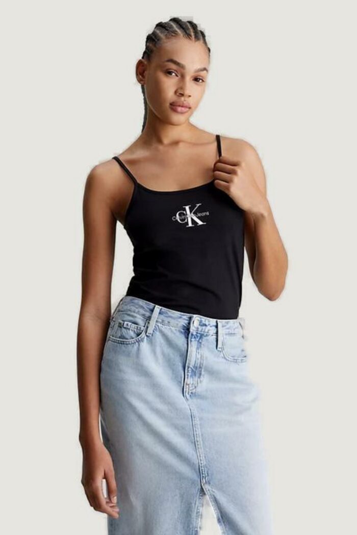 Canotta Calvin Klein Jeans monologo strappy tan Nero