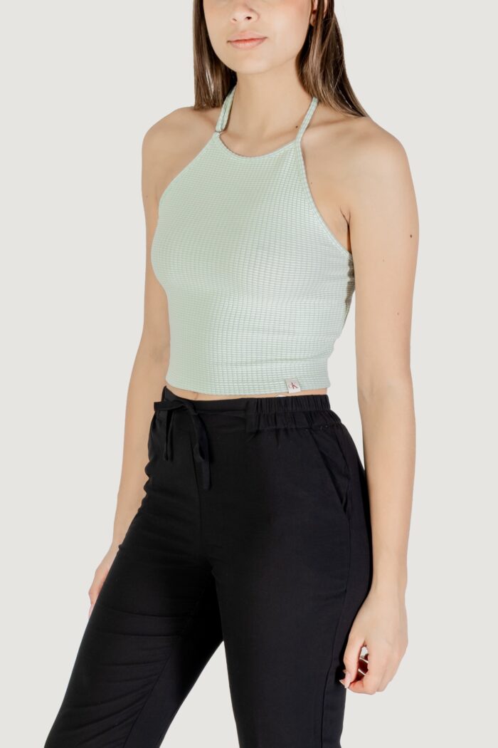 Canotta Calvin Klein Jeans waffle texture halterneck top Tiffany