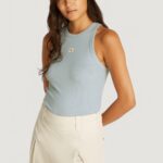 Canotta Calvin Klein Jeans woven label rib Tiffany - Foto 1