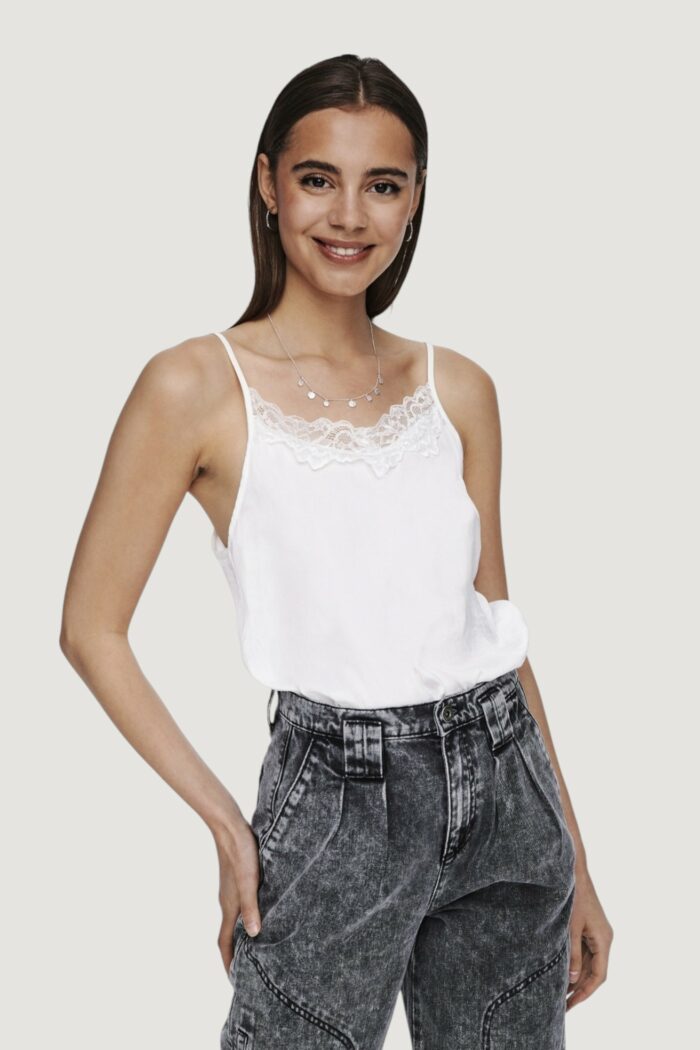 Canotta Jacqueline de Yong jdyappa new lace singlet wvn noos Bianco