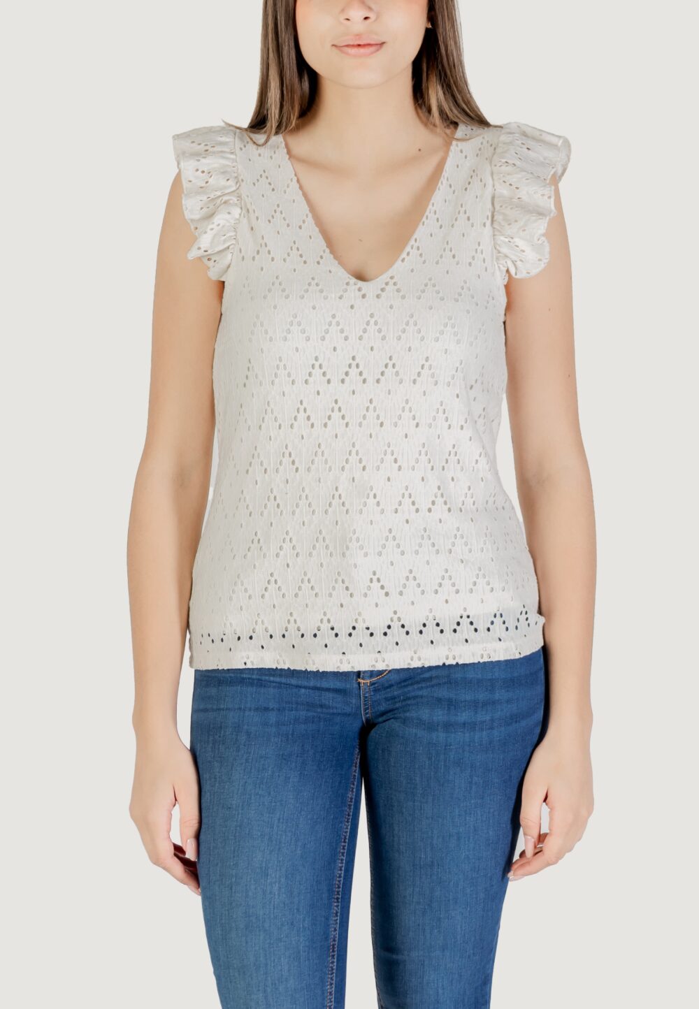 Canotta Vila Clothes viamalina v-neck c/s top/pb Beige - Foto 1