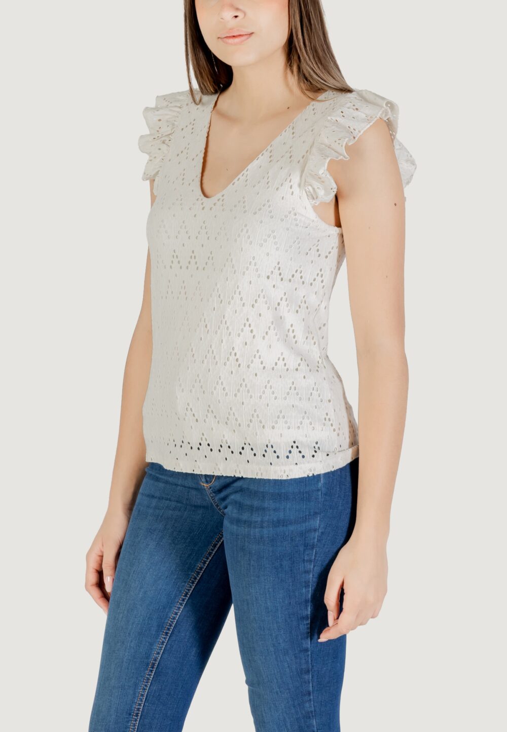 Canotta Vila Clothes viamalina v-neck c/s top/pb Beige - Foto 2