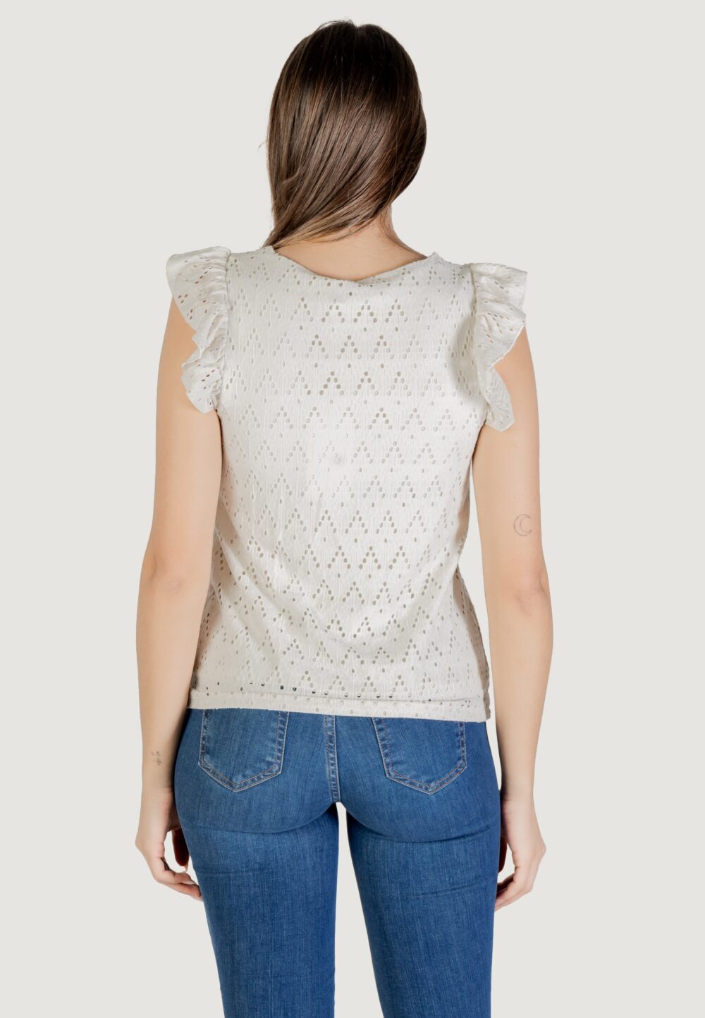Canotta Vila Clothes viamalina v-neck c/s top/pb Beige - Foto 4