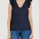 Canotta Vila Clothes viamalina v-neck c/s top/pb Blu - Foto 1