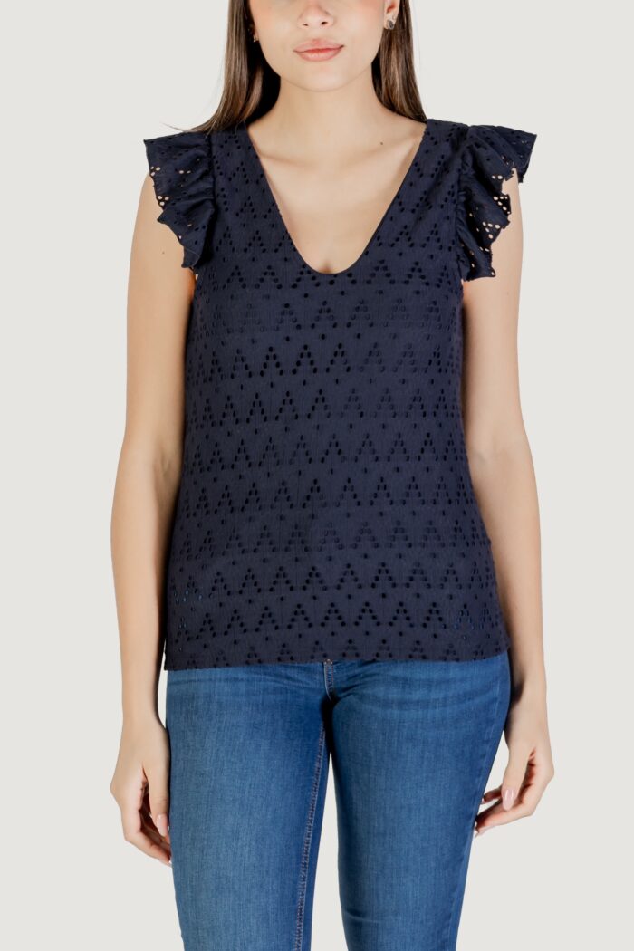 Canotta Vila Clothes viamalina v-neck c/s top/pb Blu