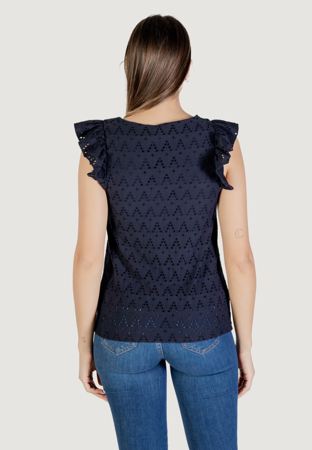Canotta Vila Clothes viamalina v-neck c/s top/pb Blu - Foto 4