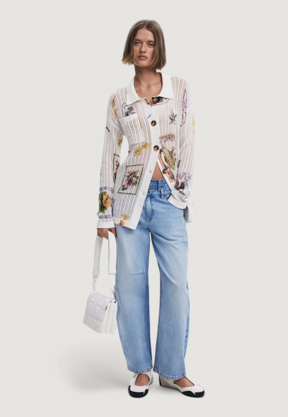 Cardigan Desigual jers_bassel Bianco - Foto 3