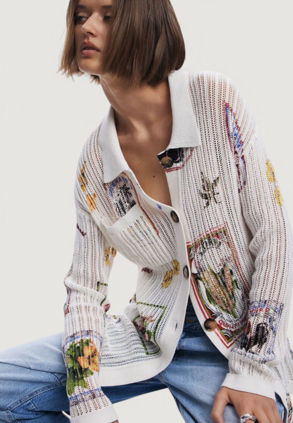 Cardigan Desigual jers_bassel Bianco - Foto 2