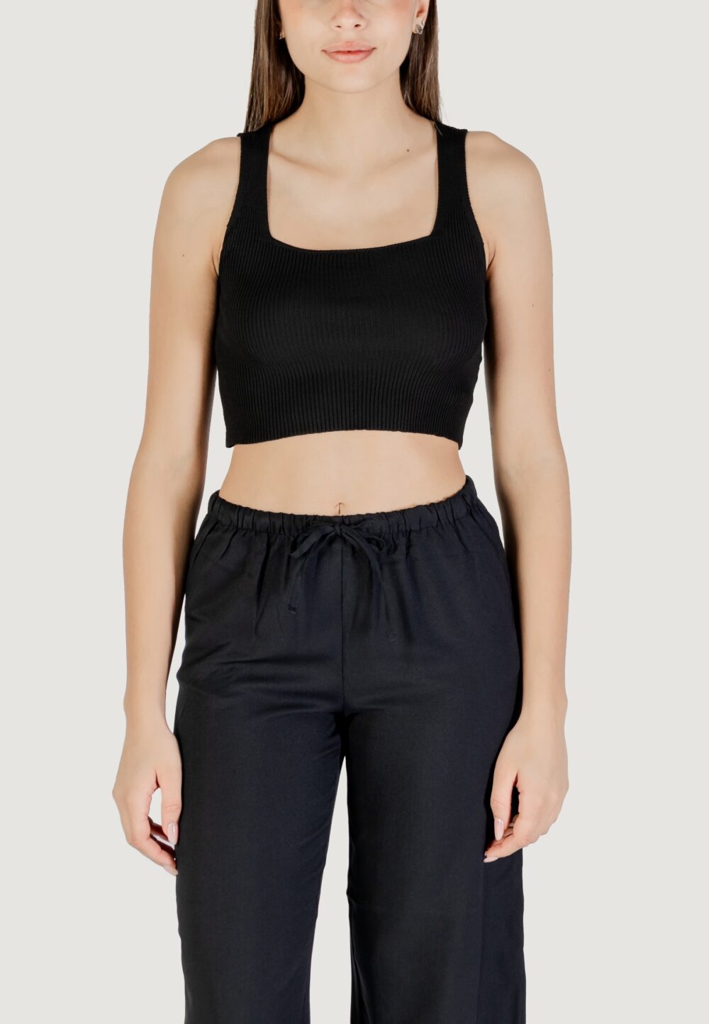 Canotta Only onltatianna sl cropped square neck knt Nero - Foto 1