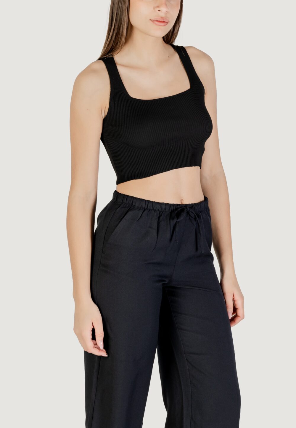 Canotta Only onltatianna sl cropped square neck knt Nero - Foto 3