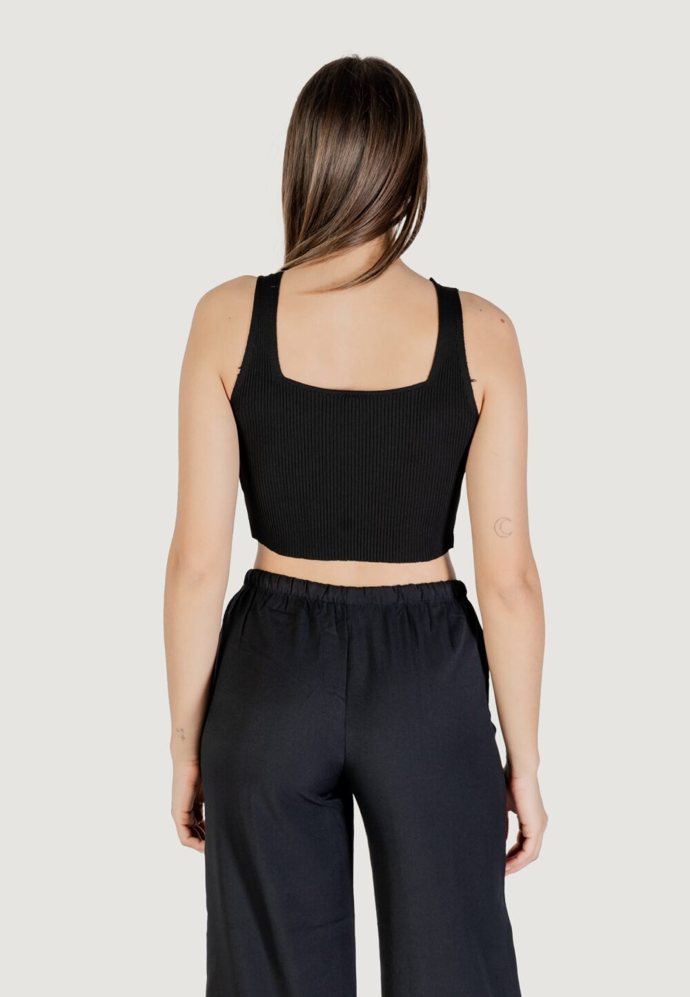 Canotta Only onltatianna sl cropped square neck knt Nero - Foto 4