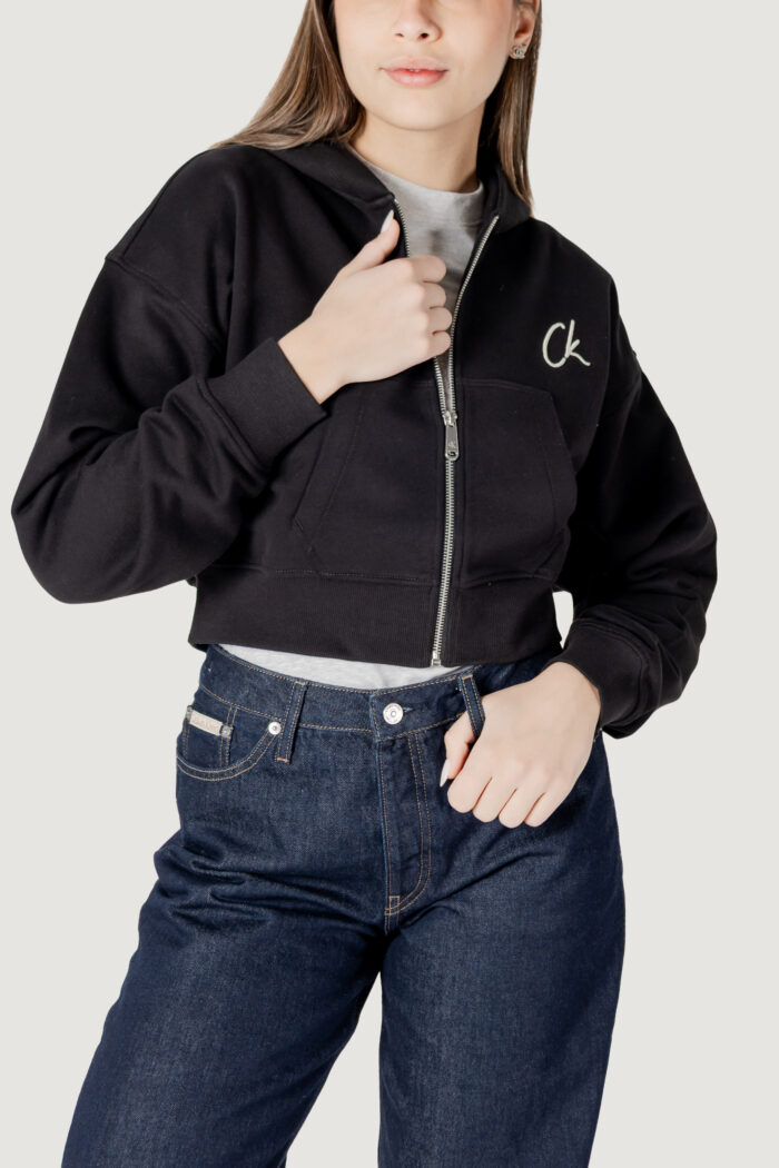 Felpa con cappuccio Calvin Klein Jeans embroidered ck zip t Nero