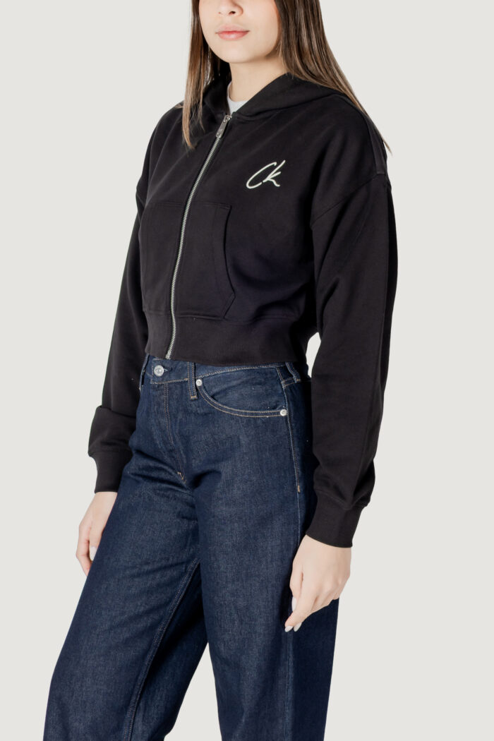 Felpa con cappuccio Calvin Klein Jeans embroidered ck zip t Nero