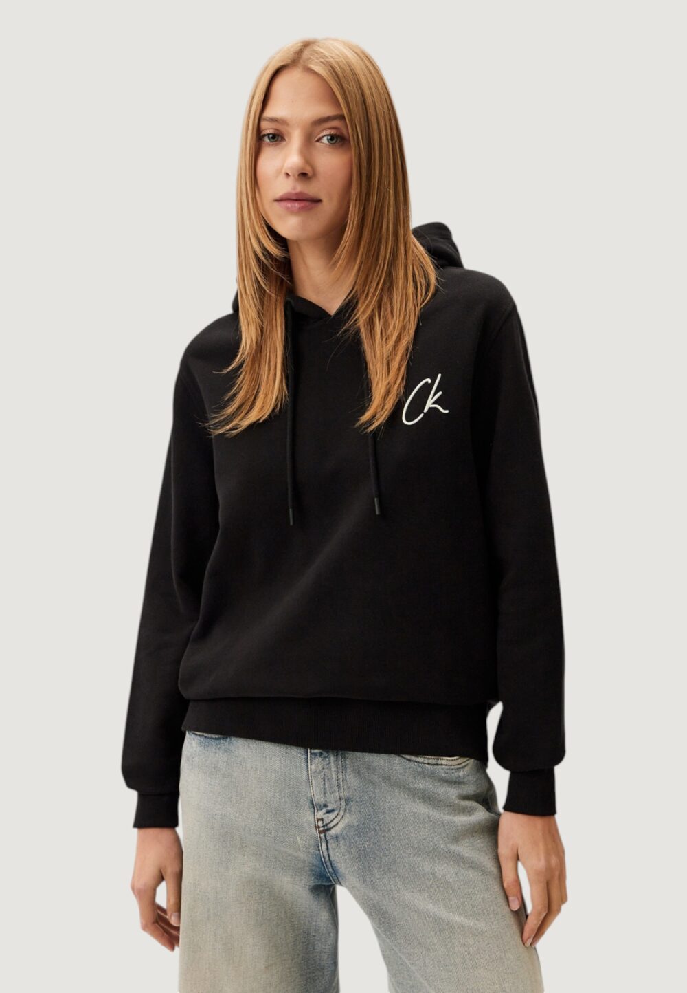 Felpa senza cappuccio Calvin Klein Jeans embroidered ck regul Nero - Foto 1