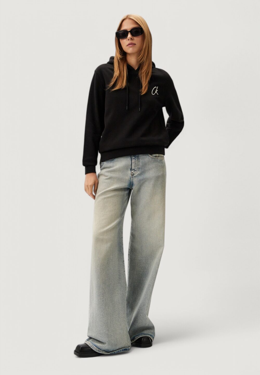 Felpa senza cappuccio Calvin Klein Jeans embroidered ck regul Nero - Foto 3