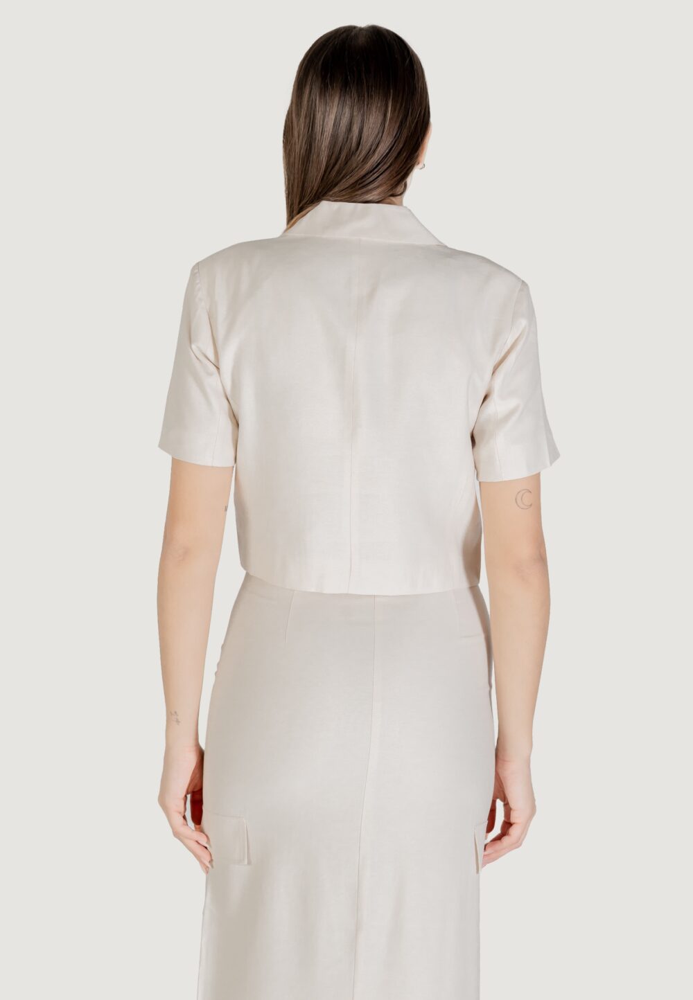 Giacca da completo Jacqueline de Yong jdyluna s/s cropped blazer tlr Avorio - Foto 5