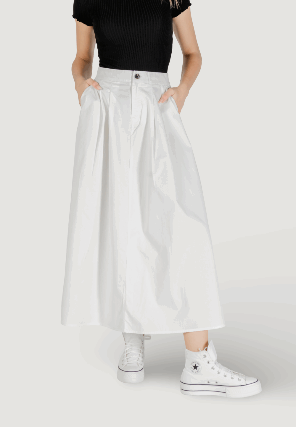 Gonna lunga Only onlzora hw long pleat pnt Bianco - Foto 1
