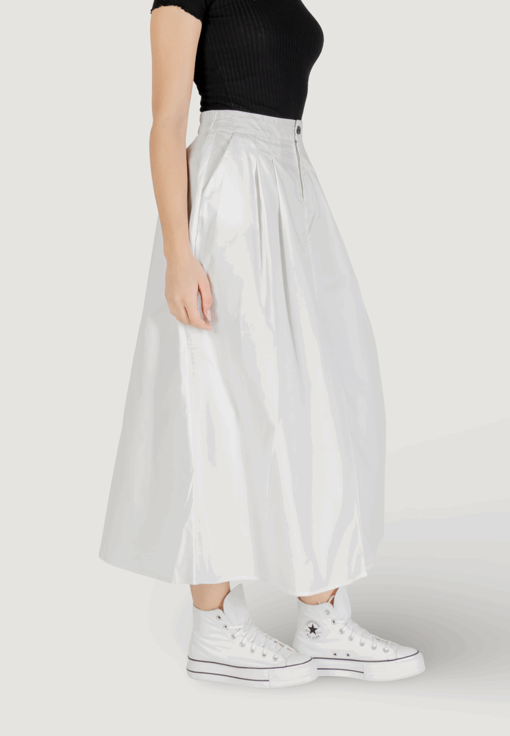Gonna lunga Only onlzora hw long pleat pnt Bianco - Foto 3