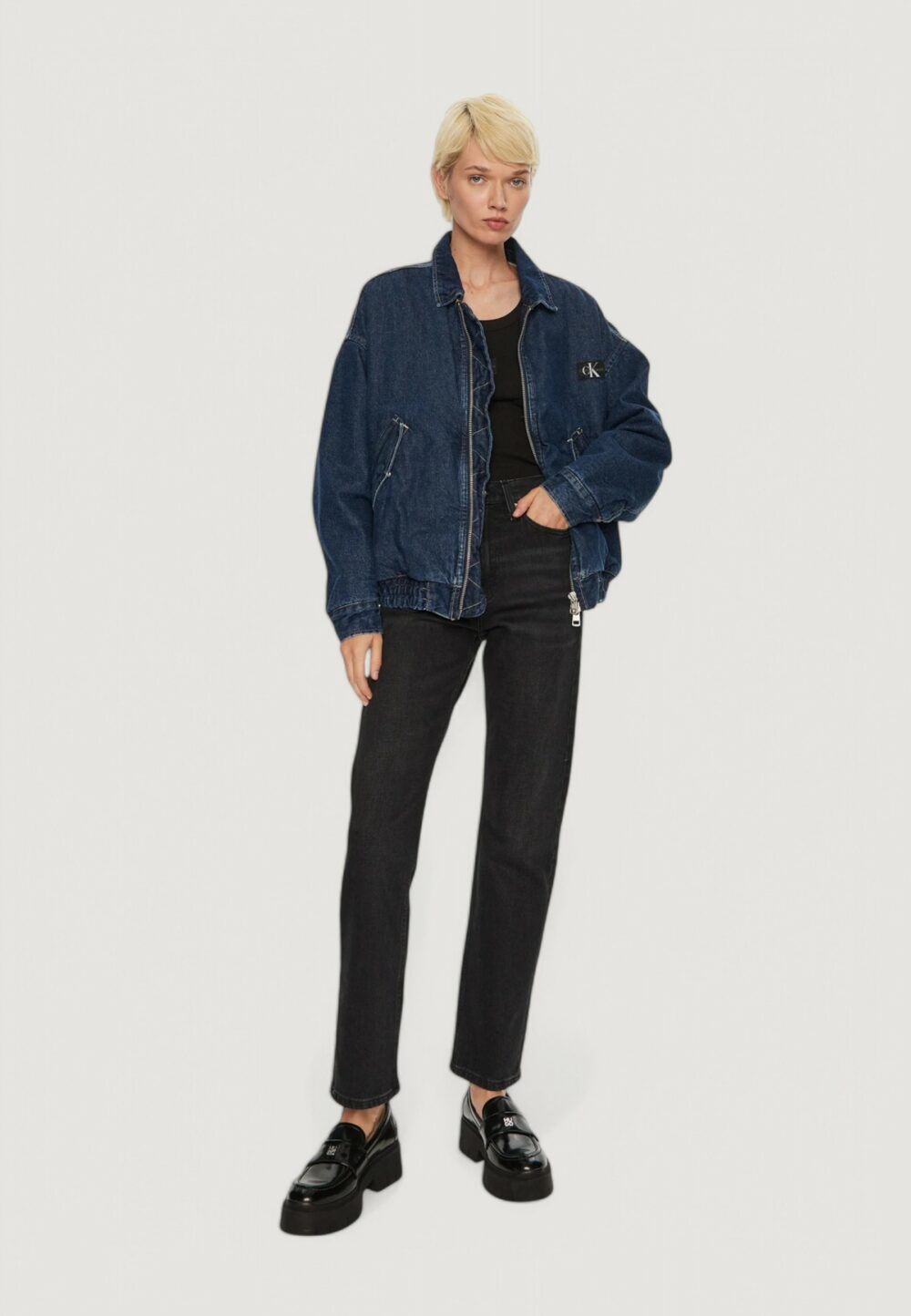 Jeans mom Calvin Klein Jeans high rise straight Nero - Foto 3