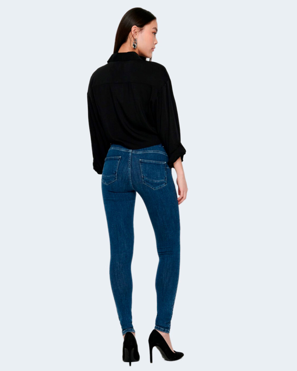 Jeans skinny Only onlpower mid pushup sk rea3223 noos Blue Denim Scuro - Foto 3