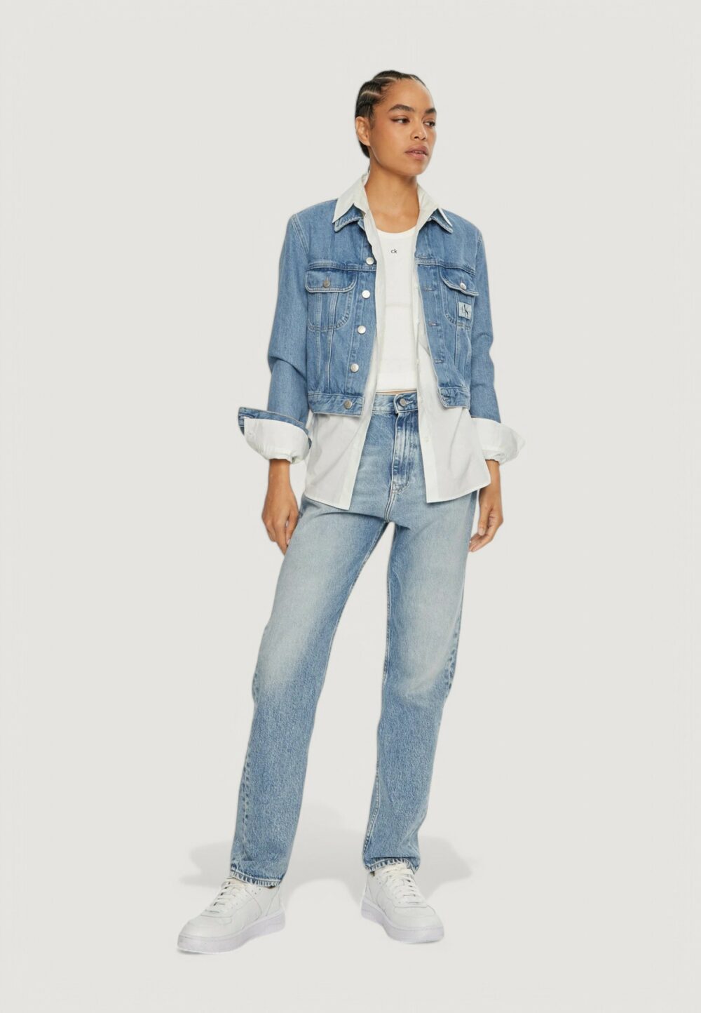 Jeans slim Calvin Klein Jeans authentic slim strai Denim chiaro - Foto 3