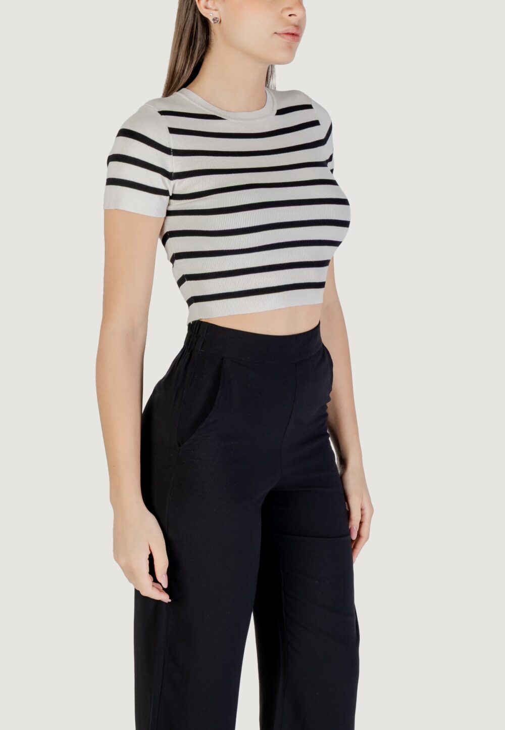 Maglia in filo manica corta Jacqueline de Yong jdycirkeline s/s crop top knt noos Panna - Foto 3
