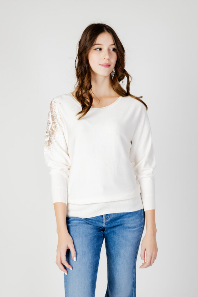 Maglia Guess leslie logo bat sleeve Bianco