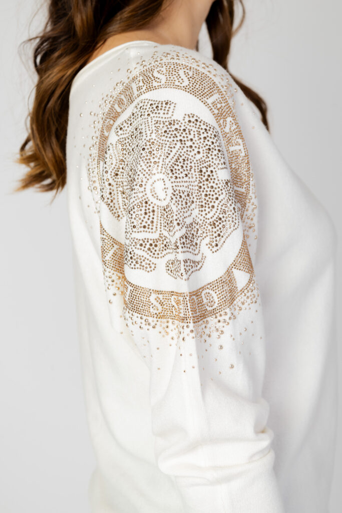 Maglia Guess leslie logo bat sleeve Bianco