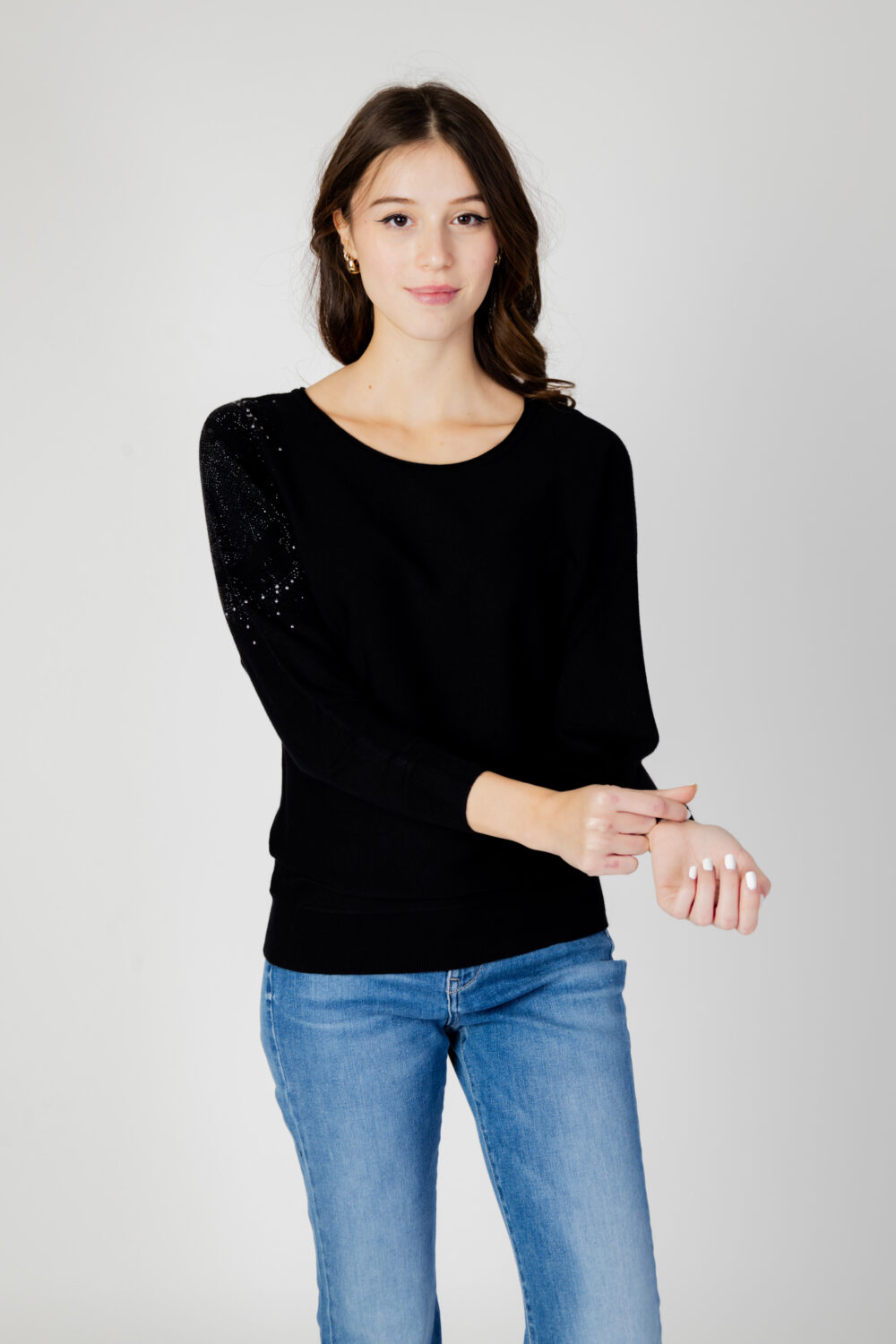Maglia Guess leslie logo bat sleeve Nero - Foto 1