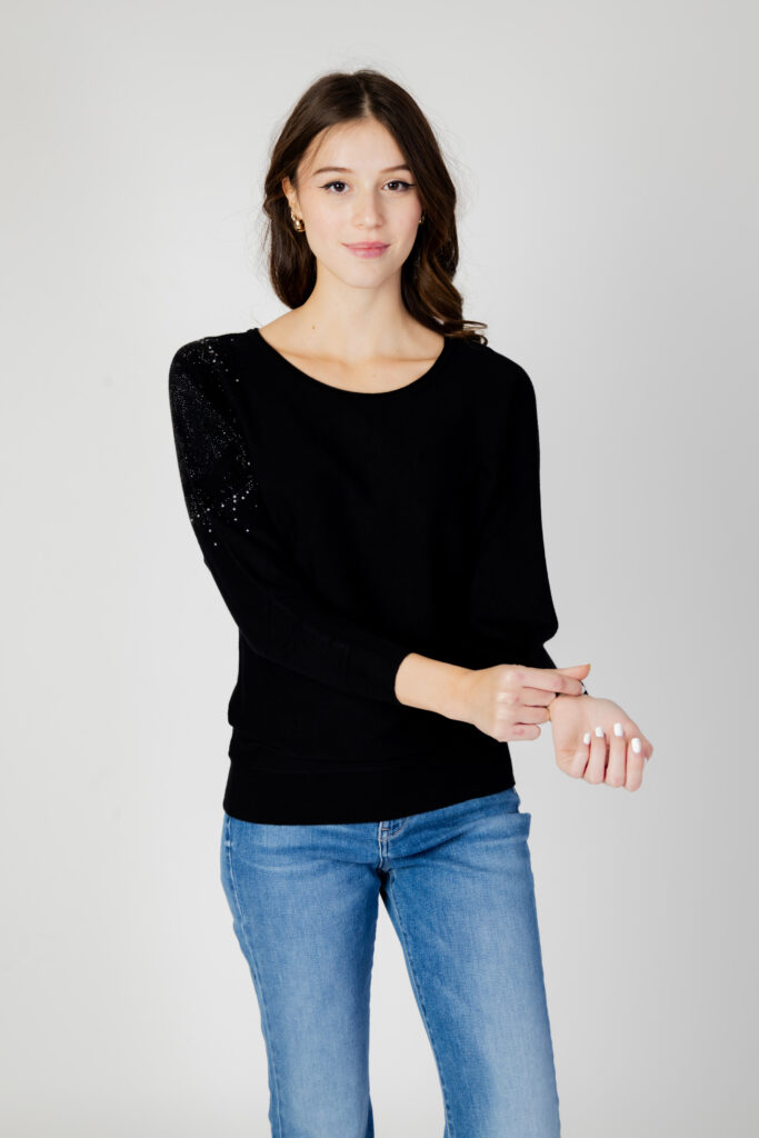 Maglia Guess leslie logo bat sleeve Nero