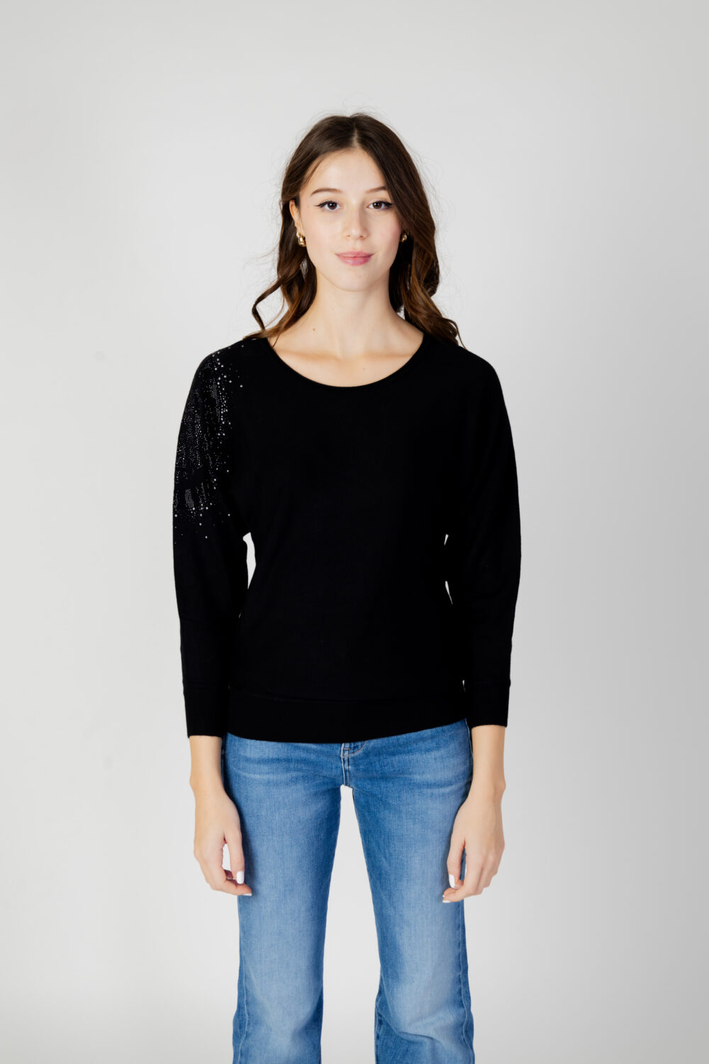 Maglia Guess leslie logo bat sleeve Nero - Foto 5