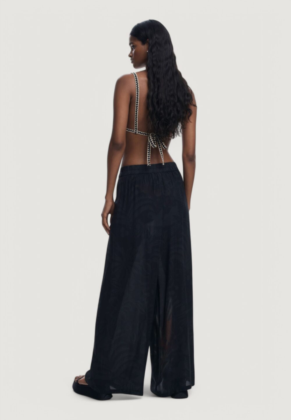 Pantaloni a palazzo Desigual swim_colibrÍ pant Nero - Foto 3