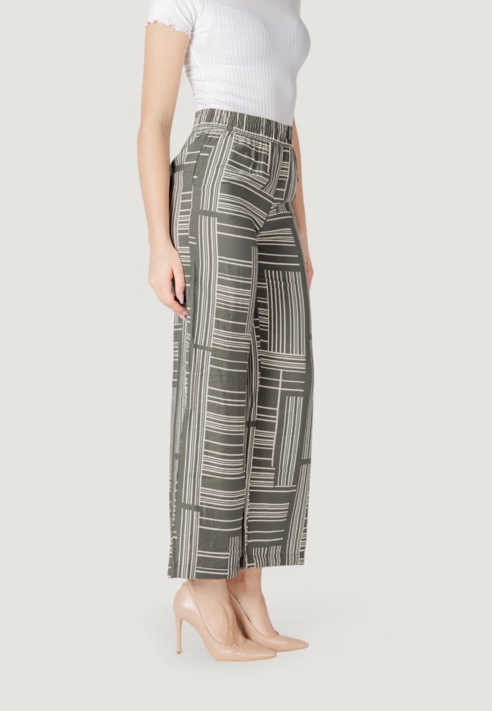 Pantaloni a palazzo Jacqueline de Yong jdytroya life mw wide dia Verde Oliva - Foto 3