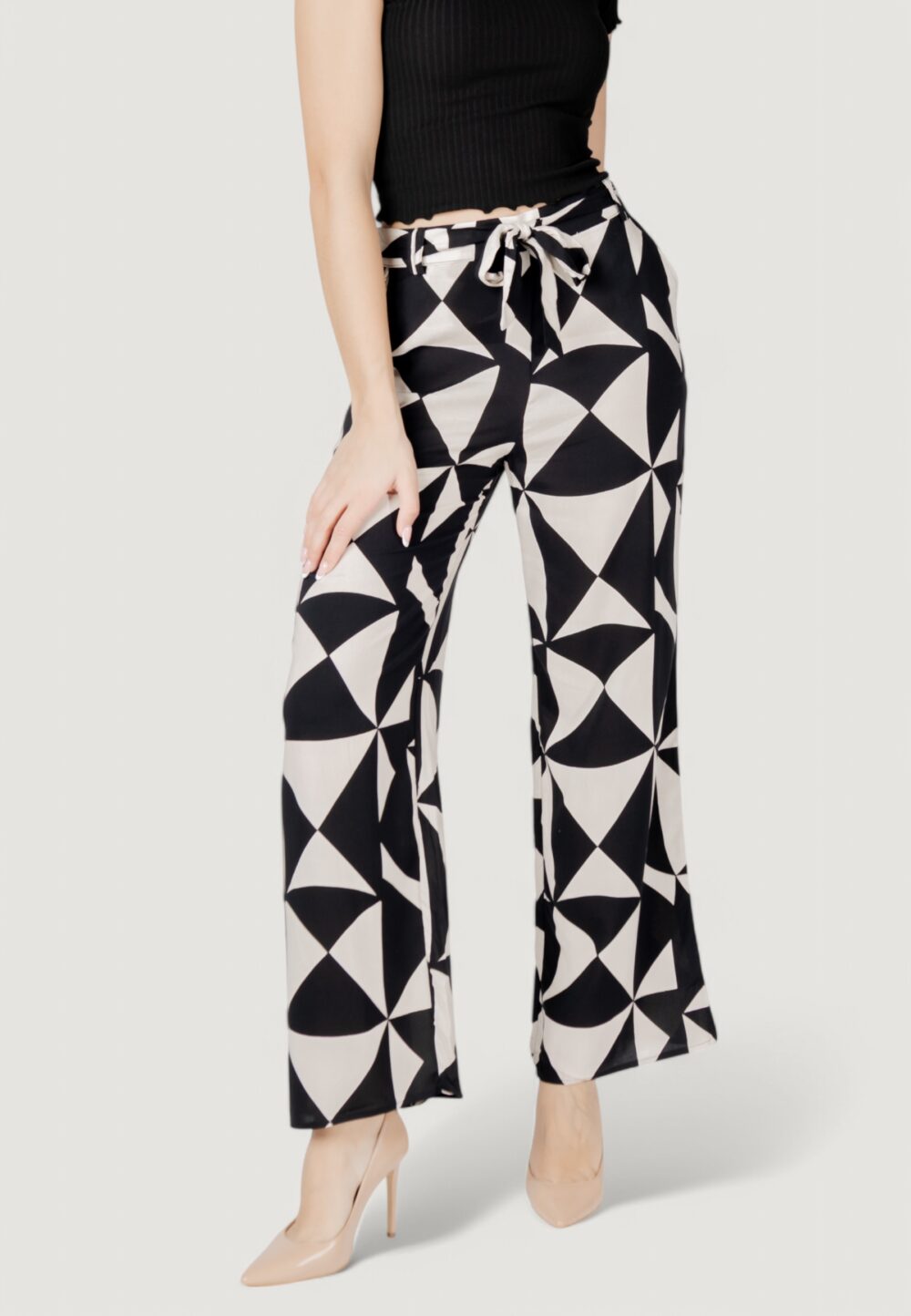 Pantaloni a palazzo Only onlnova life vis aop Beige - Foto 1