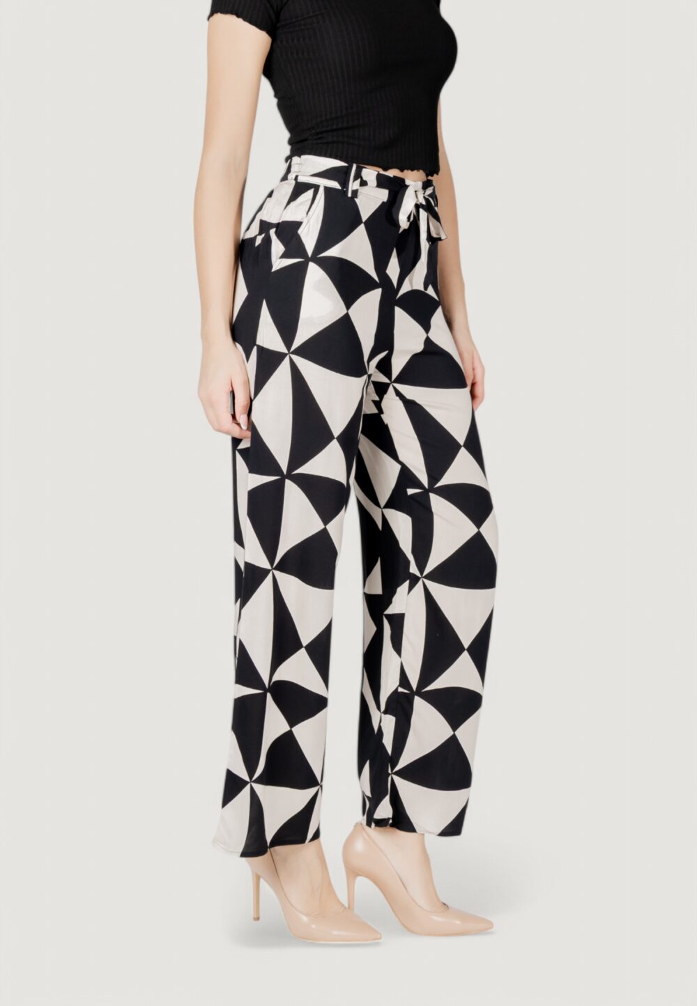 Pantaloni a palazzo Only onlnova life vis aop Beige - Foto 3