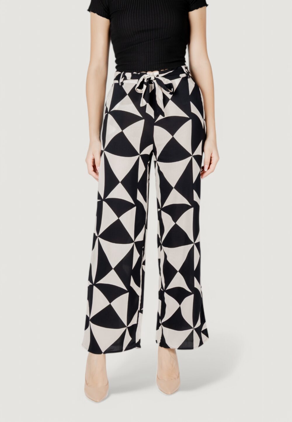 Pantaloni a palazzo Only onlnova life vis aop Beige - Foto 5