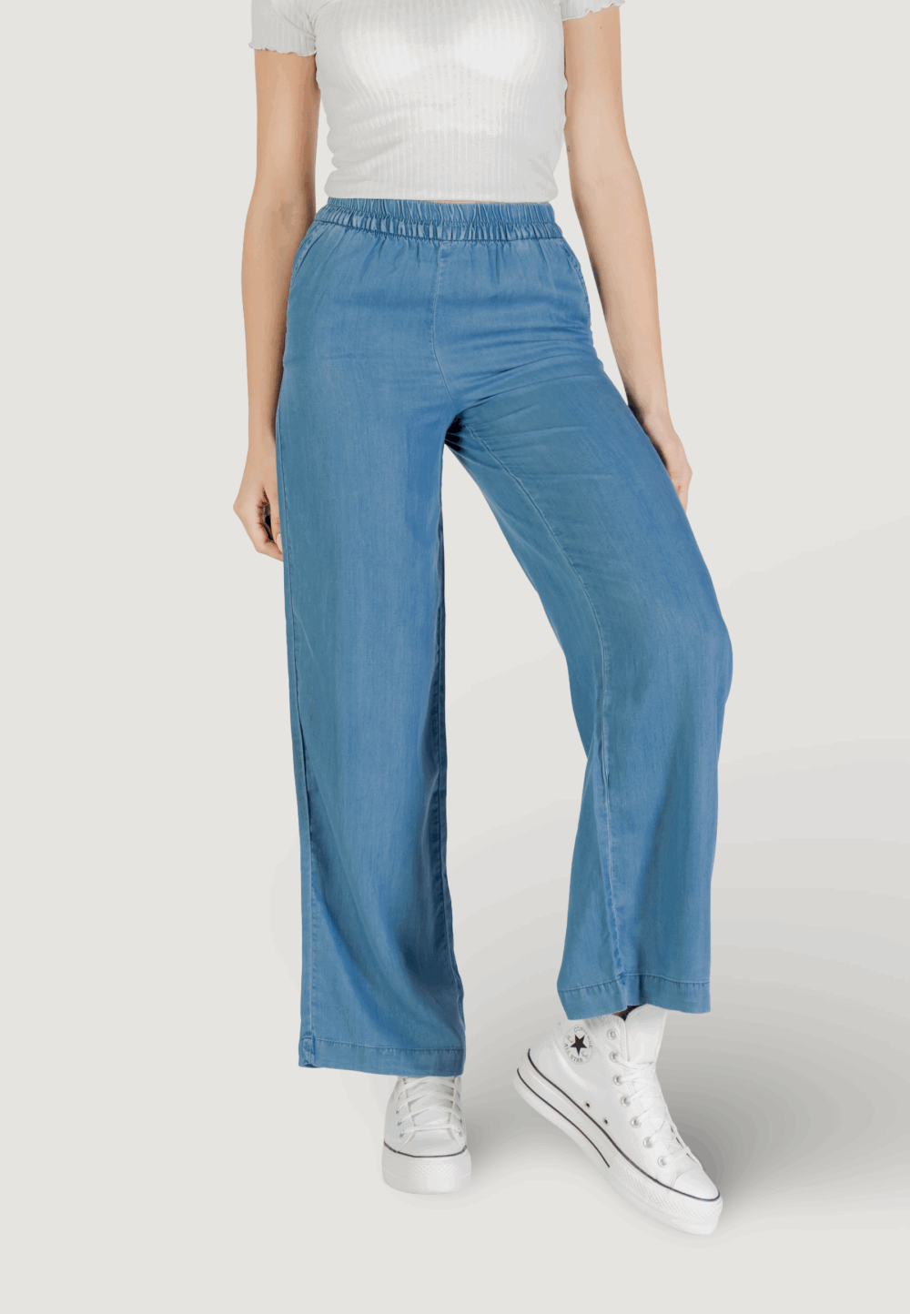 Pantaloni a palazzo Only onlcharis life hw pull-up pant ccwvn Denim - Foto 1