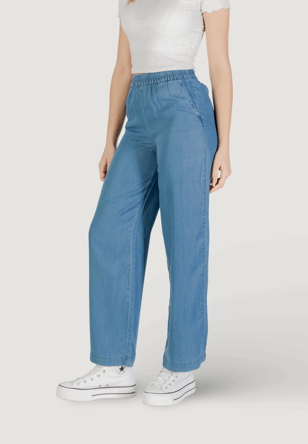 Pantaloni a palazzo Only onlcharis life hw pull-up pant ccwvn Denim - Foto 2