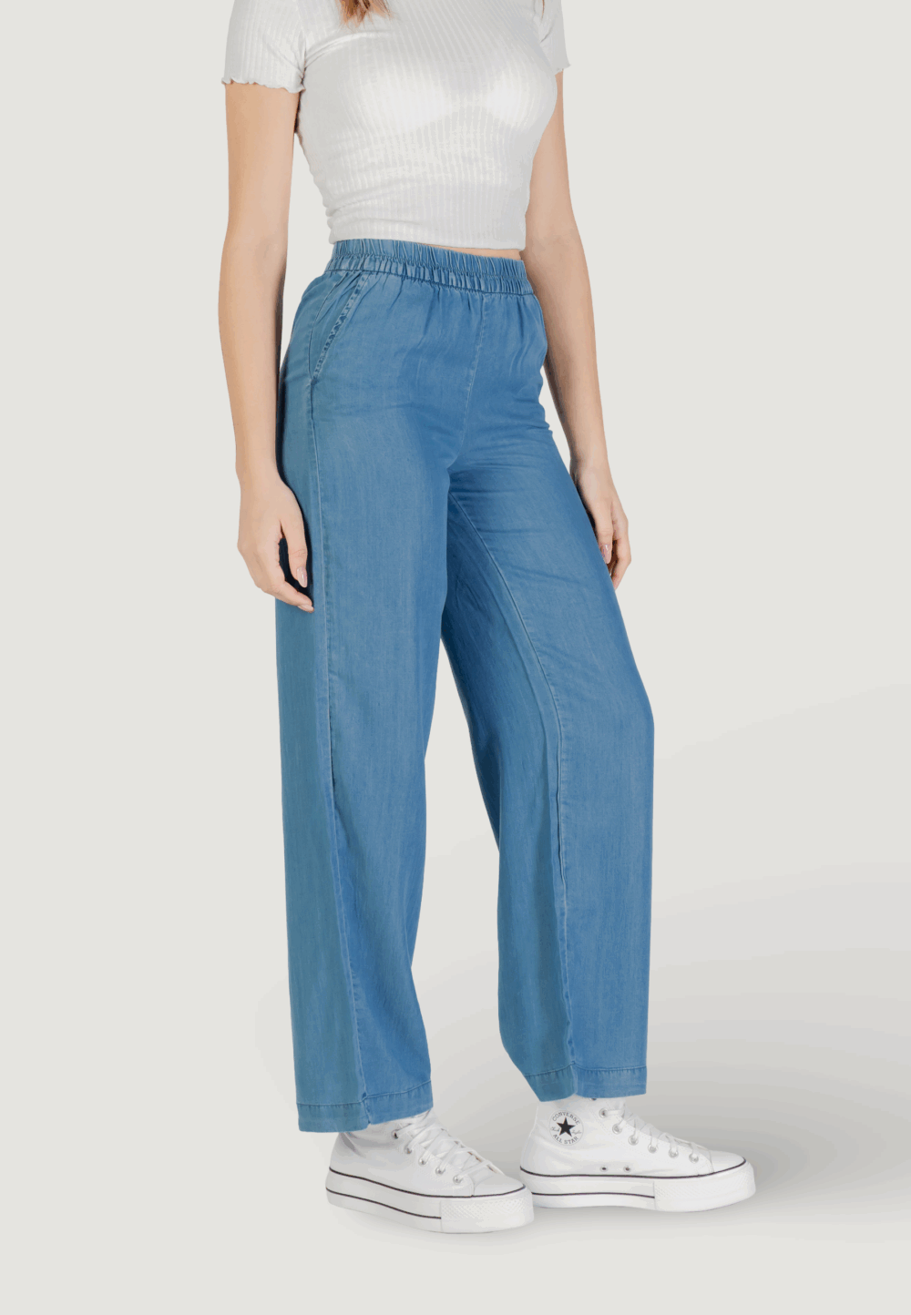 Pantaloni a palazzo Only onlcharis life hw pull-up pant ccwvn Denim - Foto 3