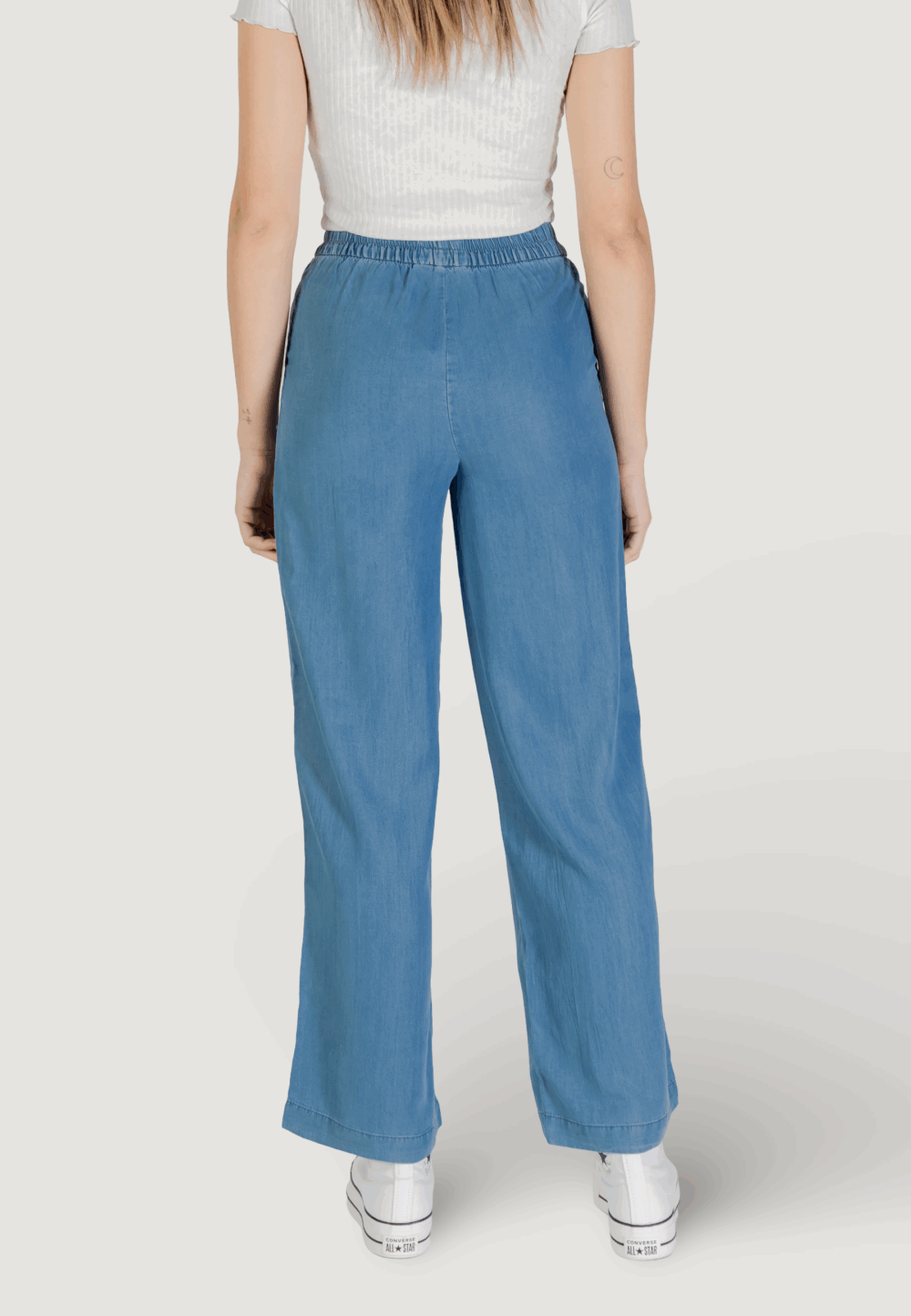 Pantaloni a palazzo Only onlcharis life hw pull-up pant ccwvn Denim - Foto 4