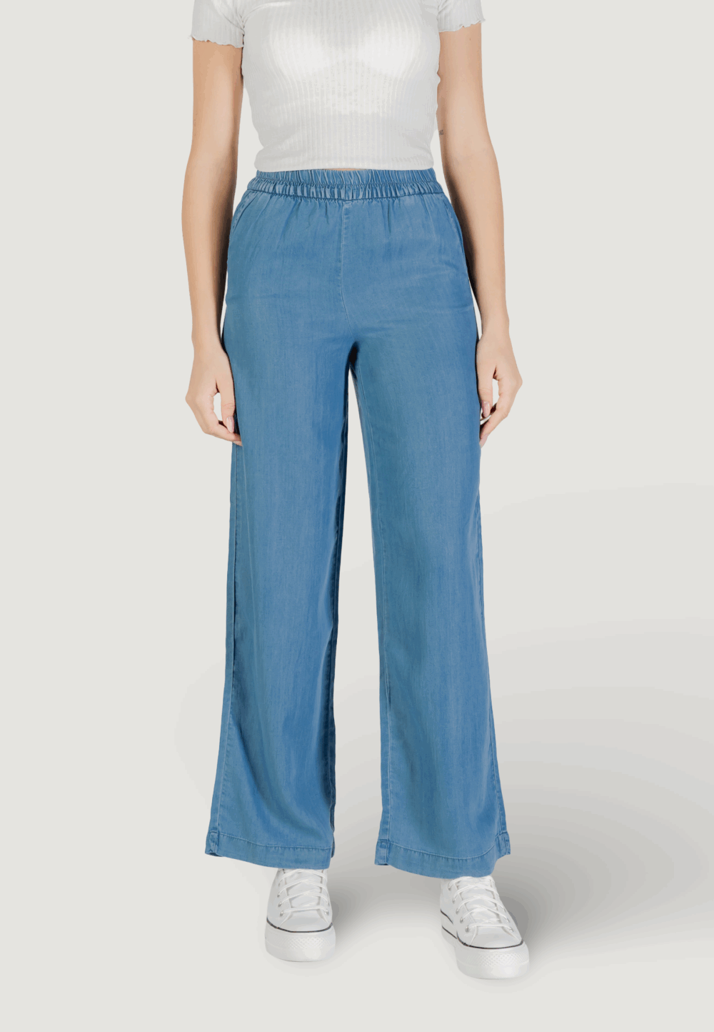 Pantaloni a palazzo Only onlcharis life hw pull-up pant ccwvn Denim - Foto 5
