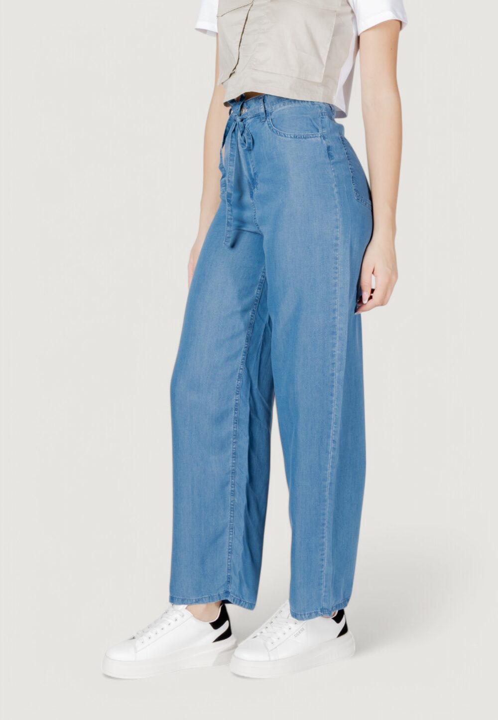 Pantaloni a palazzo Only onlbleecker charis life mw pant cc wvn Denim chiaro - Foto 2