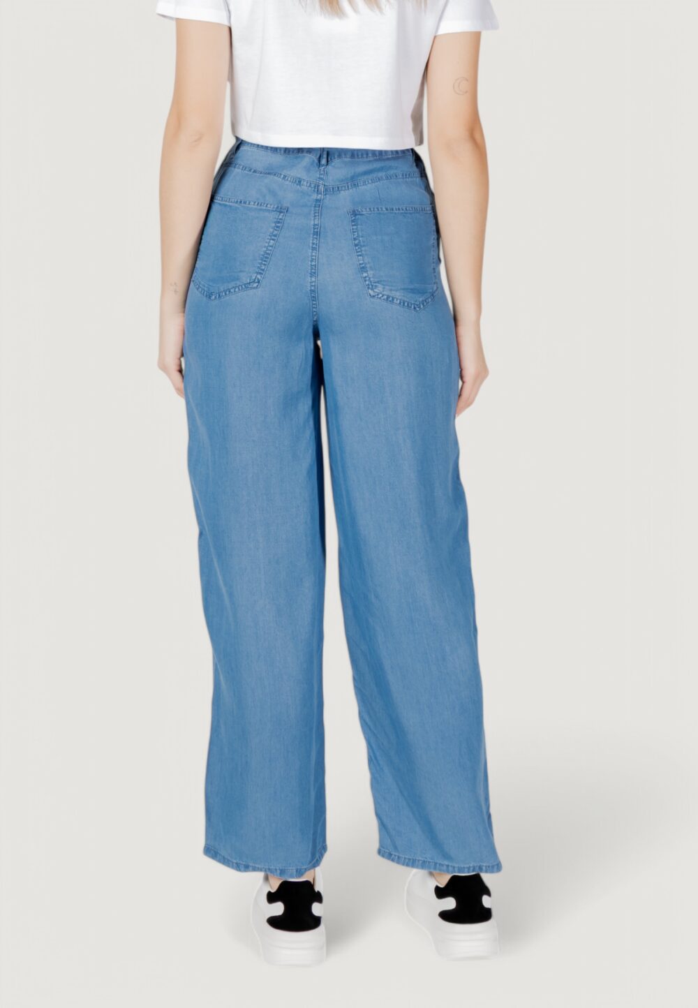 Pantaloni a palazzo Only onlbleecker charis life mw pant cc wvn Denim chiaro - Foto 4